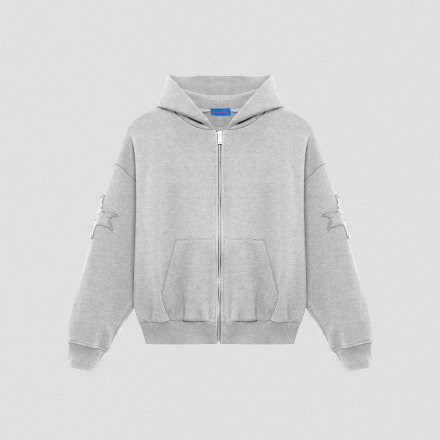 Heavy Weight Zip Hoodie, Grey Melange