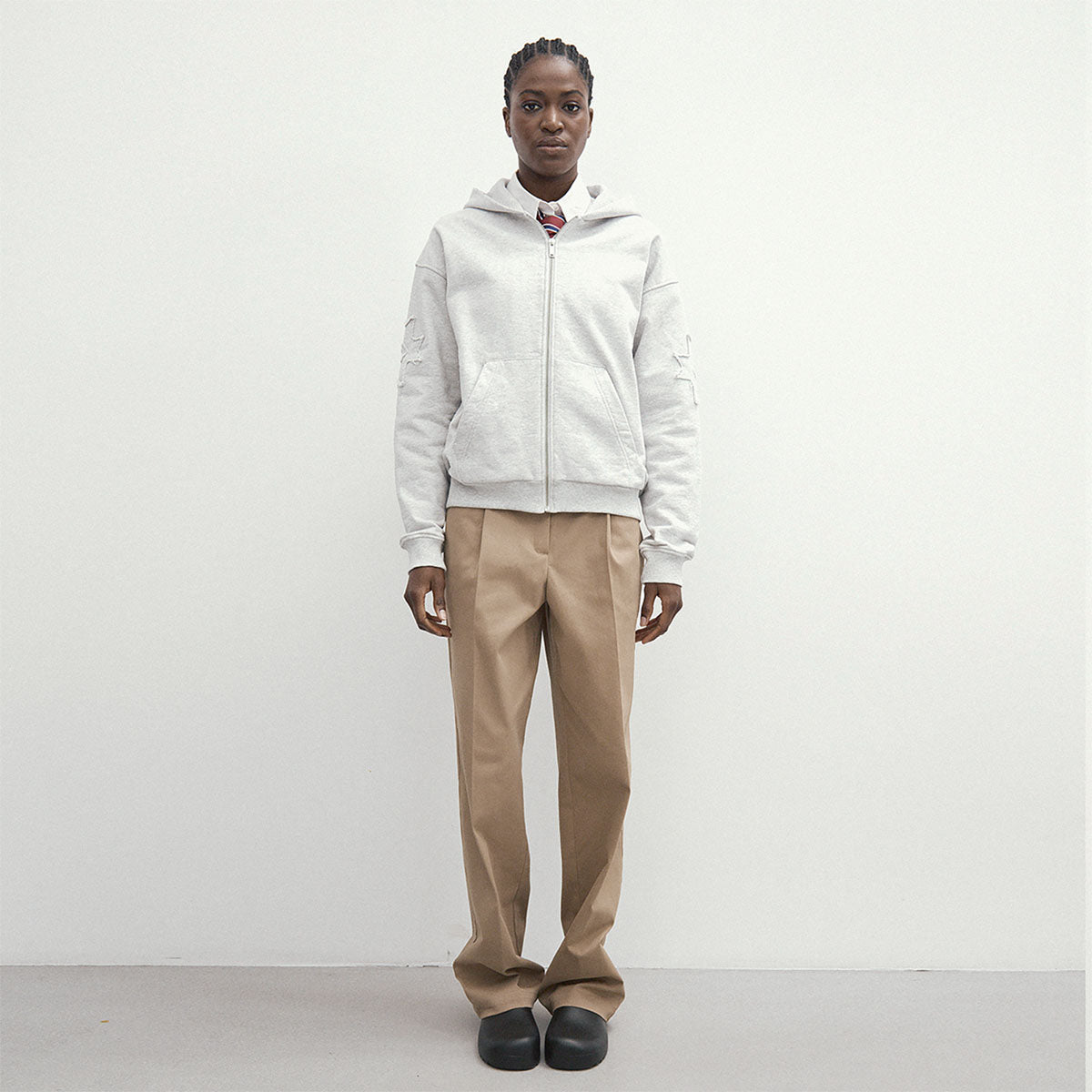 Heavy Weight Zip Hoodie, Grey Melange