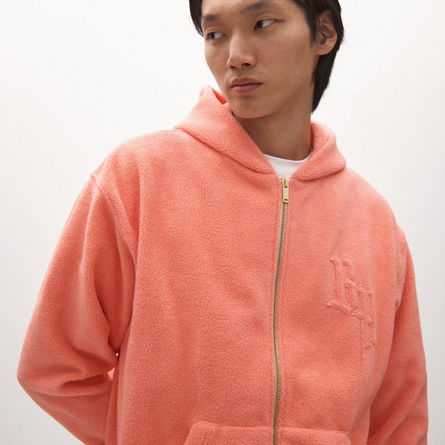 Polar Fleece Zip Hoodie, Salmon