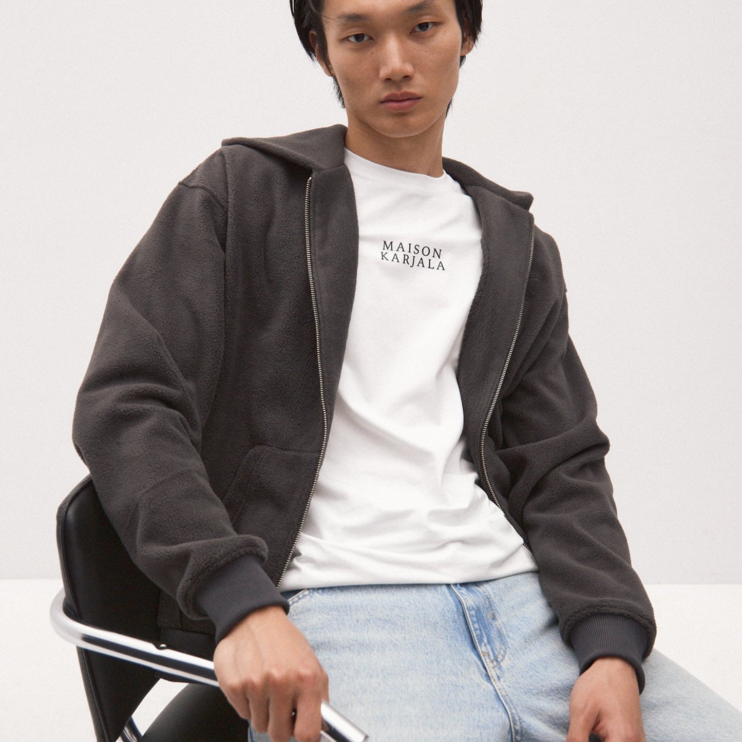 Polar Fleece Zip Hoodie, Graphite