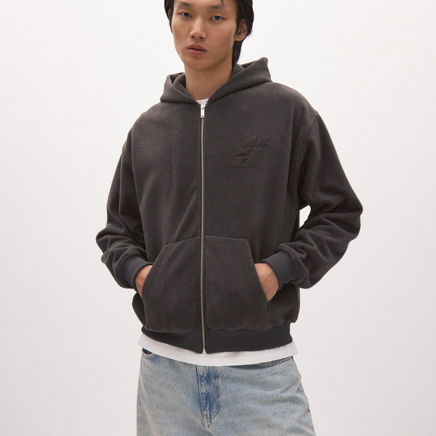 Polar Fleece Zip Hoodie, Graphite