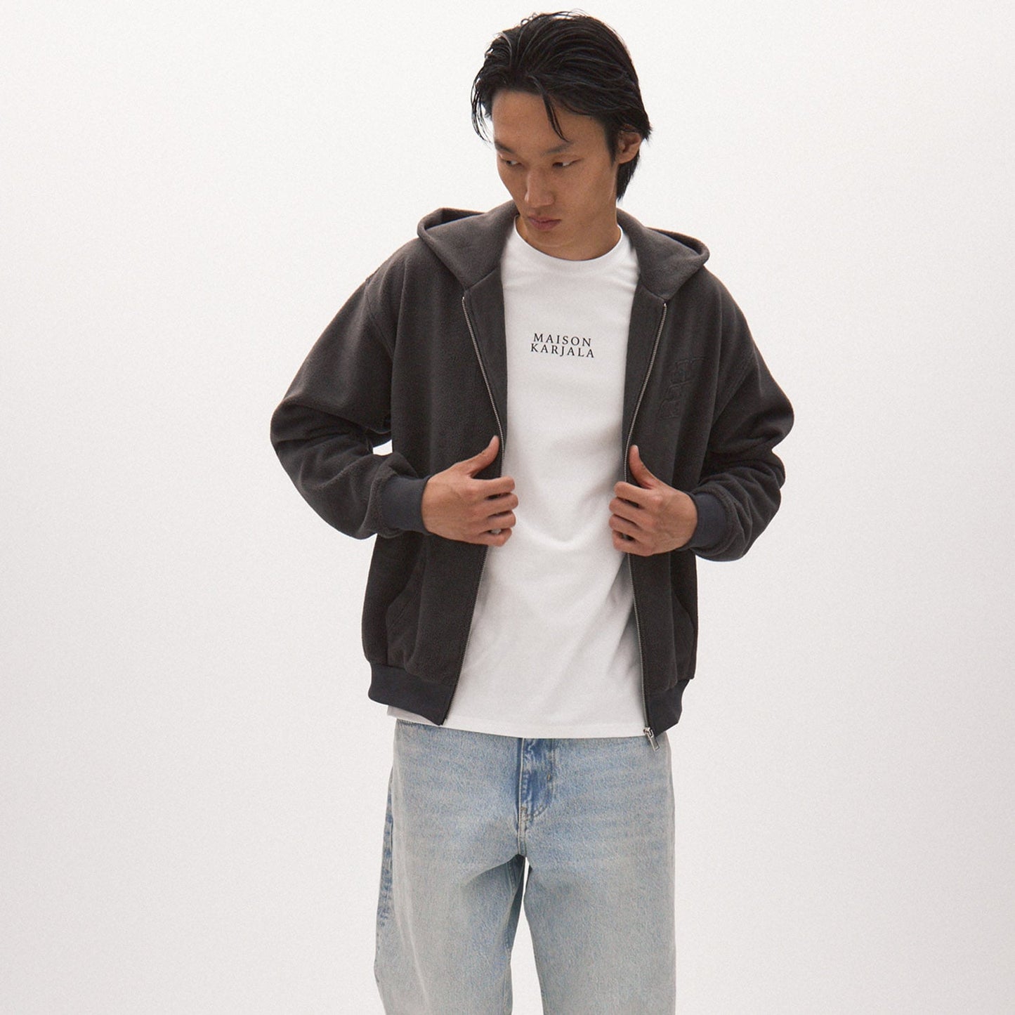 Polar Fleece Zip Hoodie, Graphite