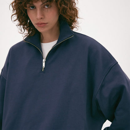 Zip Neck Sweatshirt, Blueberry