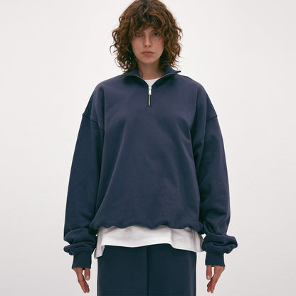 Zip Neck Sweatshirt, Blueberry