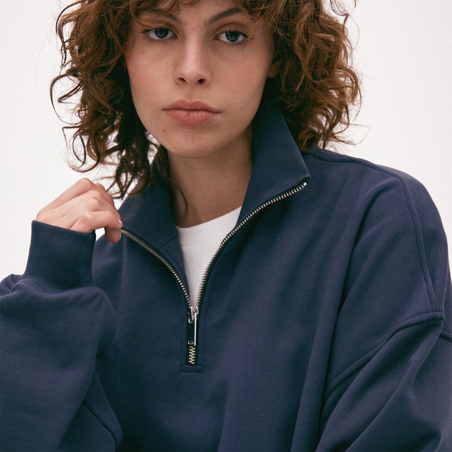 Zip Neck Sweatshirt, Blueberry