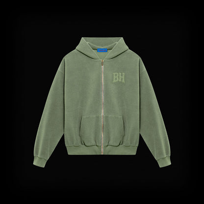 Polar Fleece Zip Hoodie, Olive