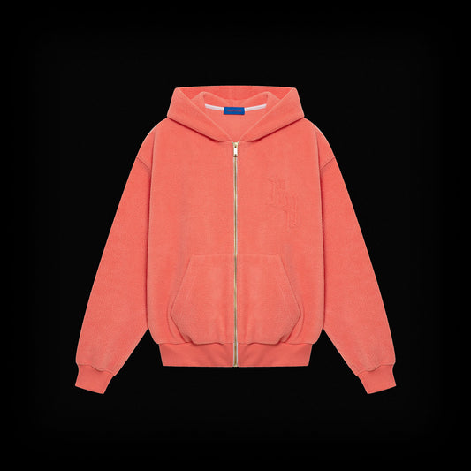 Polar Fleece Zip Hoodie, Salmon