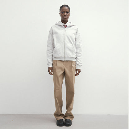 Heavy Weight Zip Hoodie, Grey Melange