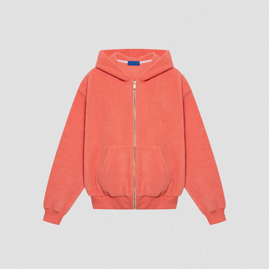 Polar Fleece Zip Hoodie, Salmon