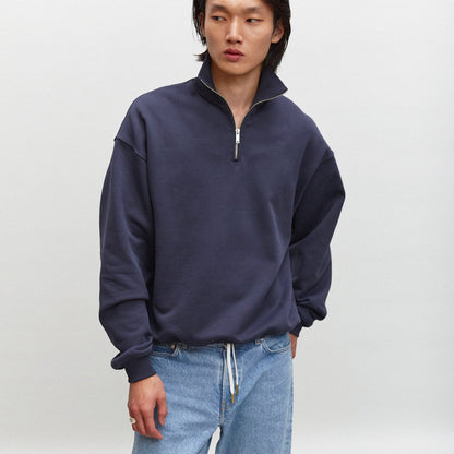 Zip Neck Sweatshirt, Blueberry