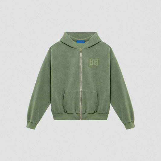 Polar Fleece Zip Hoodie, Olive