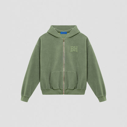 Polar Fleece Zip Hoodie, Olive